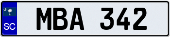 South Carolina Euro Style License Plate 000000