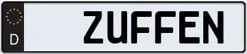 German License Plate with Black Decal 000000
